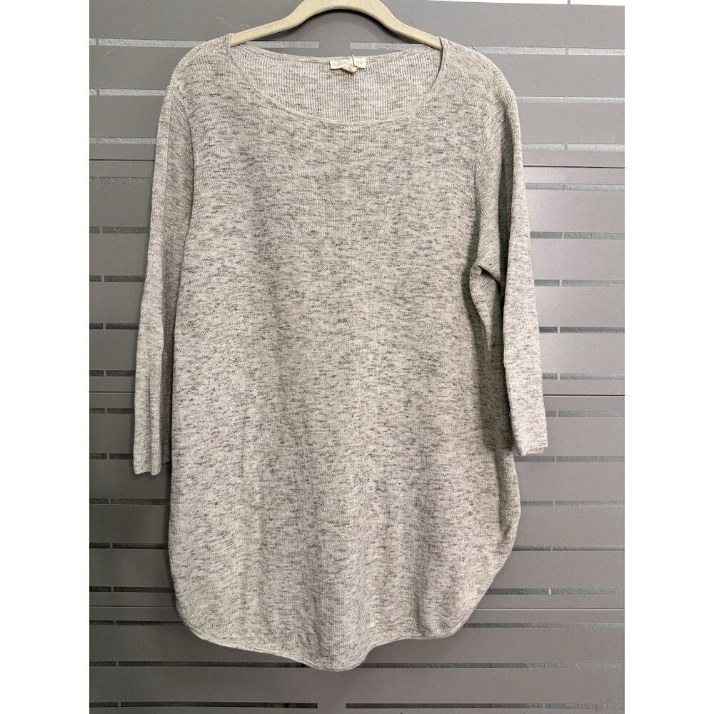 EILEEN FISHER Women's Lightweight Ribbed Sweater S/P Organic Cotton Beige